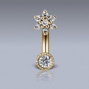 MARIA TASH 3mm Flower and 2mm Diamond Rook Barbell